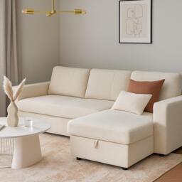 Aspire Nexis Corner Sofa Bed with Storage, Chaise on the