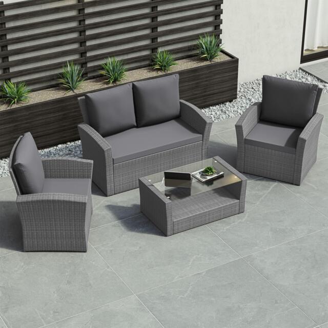 Lassic Garden Vida Mylor 4 Seater Rattan Set + Cover - image 1