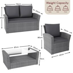 Lassic Garden Vida Mylor 4 Seater Rattan Set + Cover - thumbnail 2