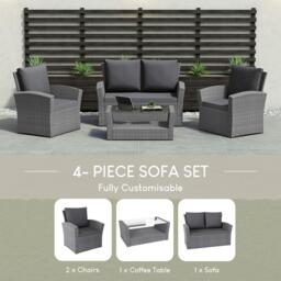 Lassic Garden Vida Mylor 4 Seater Rattan Set + Cover - thumbnail 3