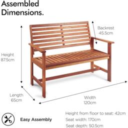 VonHaus VonHaus 2 Seater Wooden Garden Bench - thumbnail 4