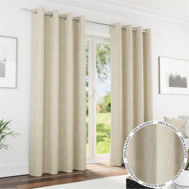 Enhanced Living Knightsbridge Cream Blackout Chenille Curtains - image 1