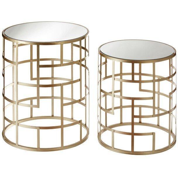 Interiors by Premier Set Of 2 Avantis Champagne Frame Tables - image 1