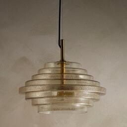 K Living Aspen 2 Light Tiered Glass Brass Light Pendant - thumbnail 1