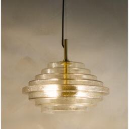 K Living Aspen 2 Light Tiered Glass Brass Light Pendant - thumbnail 2