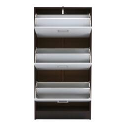 Kabinet UK 3 Layer Wooden Shoe Rack Drawer Black and White - thumbnail 4