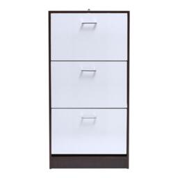 Kabinet UK 3 Layer Wooden Shoe Rack Drawer Black and White - thumbnail 3