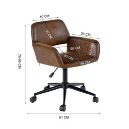 Jack Wills Chair Fabric Height Adjustable Swivel Chair Ergonomic Office Chair with Armrest - thumbnail 5
