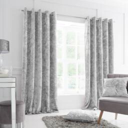 Catherine Lansfield Crushed Velvet Lined Eyelet Curtains - thumbnail 2