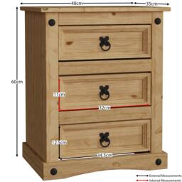 Lassic Vida Designs Corona 3 Drawer Bedside Chest - thumbnail 2