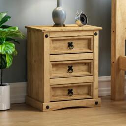 Lassic Vida Designs Corona 3 Drawer Bedside Chest - thumbnail 1