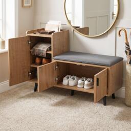 Urban Meuble Vintage Shoe Bench with Storage Cabinet - thumbnail 4