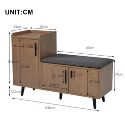 Urban Meuble Vintage Shoe Bench with Storage Cabinet - thumbnail 6
