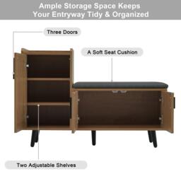 Urban Meuble Vintage Shoe Bench with Storage Cabinet - thumbnail 7