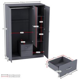 Lassic Vida Designs Riano 3 Door 2 Drawer Mirror Wardrobe - thumbnail 7
