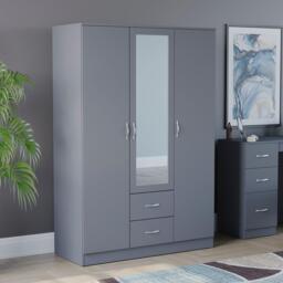 Lassic Vida Designs Riano 3 Door 2 Drawer Mirror Wardrobe - thumbnail 1