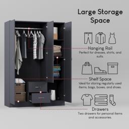 Lassic Vida Designs Riano 3 Door 2 Drawer Mirror Wardrobe - thumbnail 4