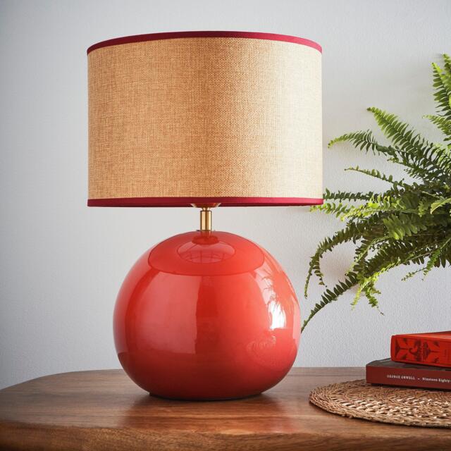 K Living Lata Red Round Glossy Ceramic Table Lamp - image 1