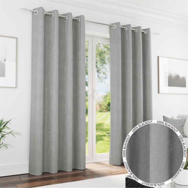 Enhanced Living Knightsbridge Blackout Chenille Eyelet Curtains - image 1