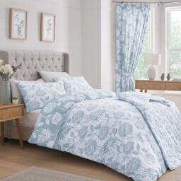 Dreams and Drapes Chrysanthemum Duvet Cover Set in Blue - thumbnail 4