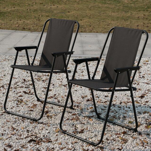 Linea Set of 2 Modern Folding Metal Water Resistant Garden Chairs - image 1