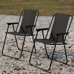 Linea Set of 2 Modern Folding Metal Water Resistant Garden Chairs - thumbnail 1