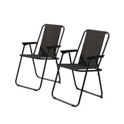 Linea Set of 2 Modern Folding Metal Water Resistant Garden Chairs - thumbnail 2