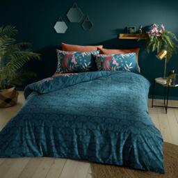 Catherine Lansfield Tropical Floral Birds Reversible Duvet Cover Set - thumbnail 2
