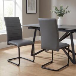 Shankar Set of 4 Carlisle Leather Effect Grey Dining Chair
