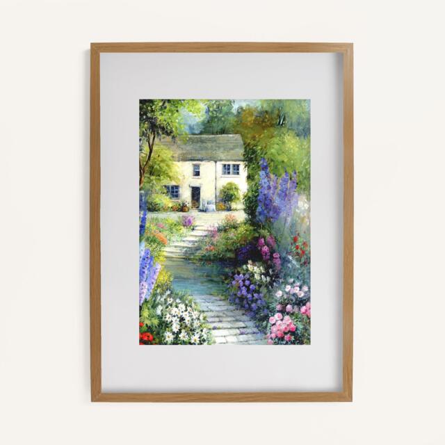 Laura Ashley Cottage Flowers Print in a Wood Frame - image 1