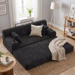 Urban Meuble Corduroy Convertible Sleeper Sofa - thumbnail 2
