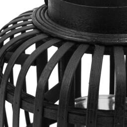 JVL Luna Natural Bamboo Lantern With Handle - Blac - thumbnail 2