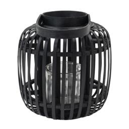 JVL Luna Natural Bamboo Lantern With Handle - Blac - thumbnail 3