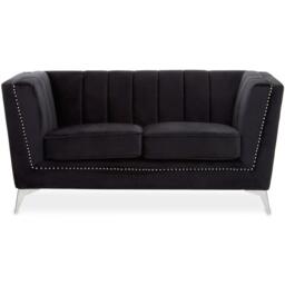 Interiors by Premier Hansa Two Seat Black Velvet Sofa - thumbnail 2