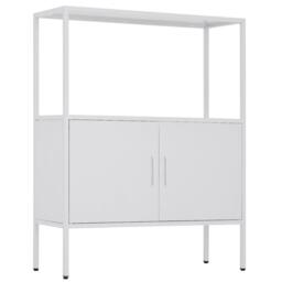 FurnitureR Metal Storage Cabinet with Open Shelf 2-Door Industrial Sideboard - thumbnail 3