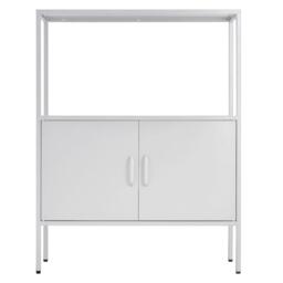 FurnitureR Metal Storage Cabinet with Open Shelf 2-Door Industrial Sideboard - thumbnail 2