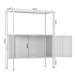 FurnitureR Metal Storage Cabinet with Open Shelf 2-Door Industrial Sideboard - thumbnail 4