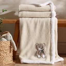 Catherine Lansfield Sherpa Teddy Bear Cosy Fleece Blanket Throw