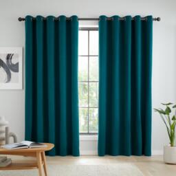 Catherine Lansfield Wilson Velvet Blackout Thermal Eyelet Curtains - thumbnail 2