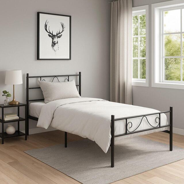 Urban Meuble Sturdy Metal Bed Frame with Elegant Headboard - image 1