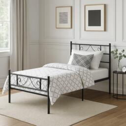 Urban Meuble Sturdy Metal Bed Frame with Elegant Headboard - thumbnail 2