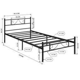 Urban Meuble Sturdy Metal Bed Frame with Elegant Headboard - thumbnail 6