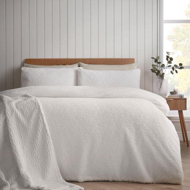 Catherine Lansfield Textured Wave Faux Fur Duvet Cover Set - image 1