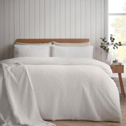 Catherine Lansfield Textured Wave Faux Fur Duvet Cover Set - thumbnail 1