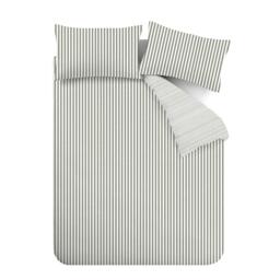 Catherine Lansfield Brushed Stripe Cotton Reversible Duvet Cover Set - thumbnail 5