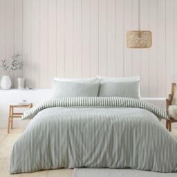 Catherine Lansfield Brushed Stripe Cotton Reversible Duvet Cover Set - thumbnail 2