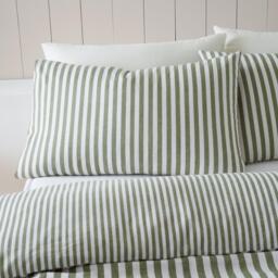 Catherine Lansfield Brushed Stripe Cotton Reversible Duvet Cover Set - thumbnail 3