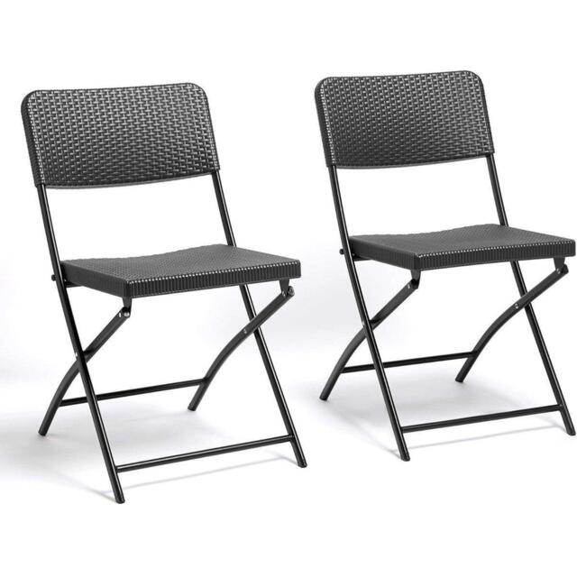 VonHaus Rimini Black Faux Rattan 2 Pack Chairs - image 1