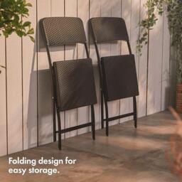 VonHaus Rimini Black Faux Rattan 2 Pack Chairs - thumbnail 4
