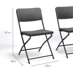 VonHaus Rimini Black Faux Rattan 2 Pack Chairs - thumbnail 3